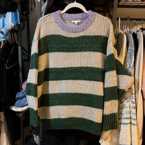 Striped Green and Cream Sweater